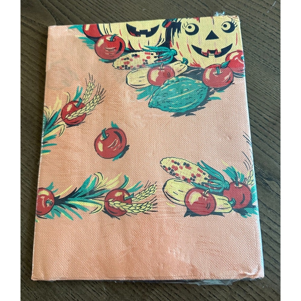 Beach Vintage Halloween Crepe Paper Tablecloth NOS Harvest Pumpkin 86x54 Orange
